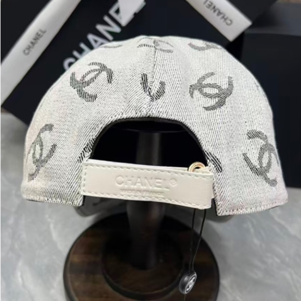 CHANEL Beige and Charcoal Logo Hat - Picture 4 of 5